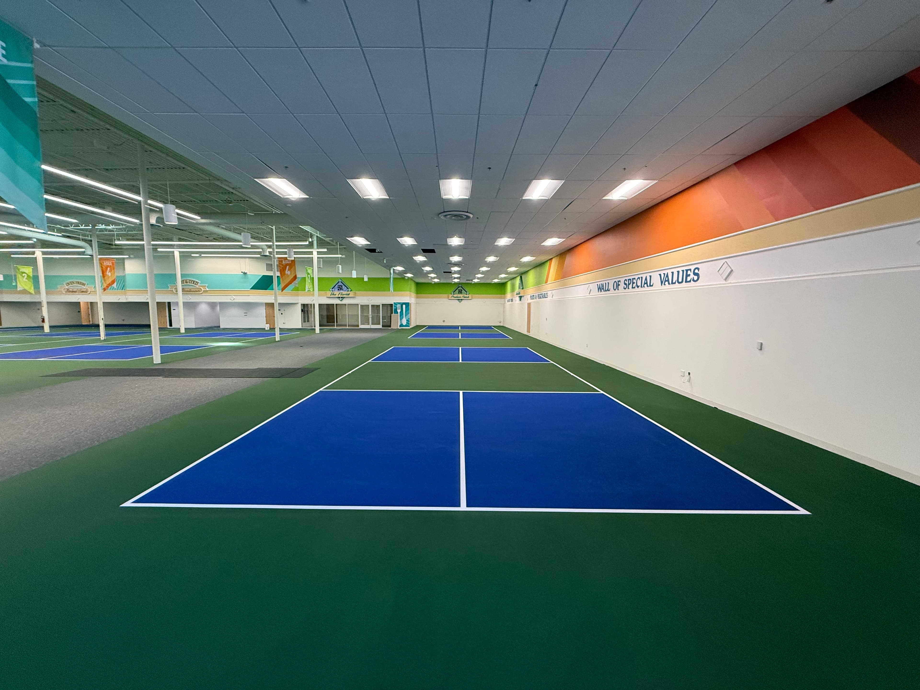 Indoor cushioned court installation