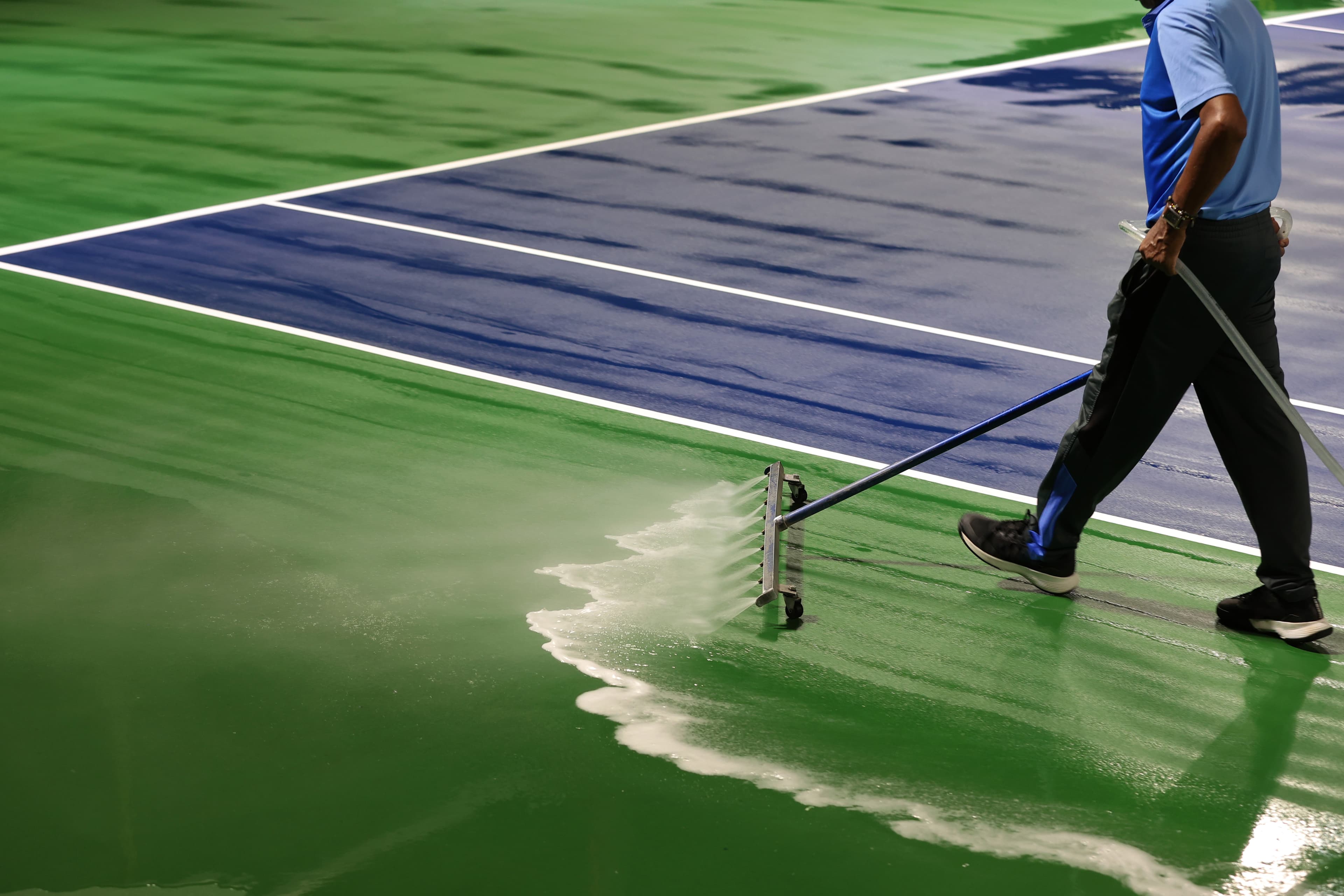 Court surface cleaning and pressure wash